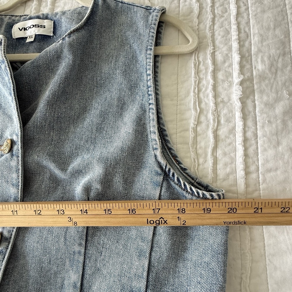 VIGOSS Denim Vest XL Festival Boho Cabin Eclectic - Picture 4 of 10